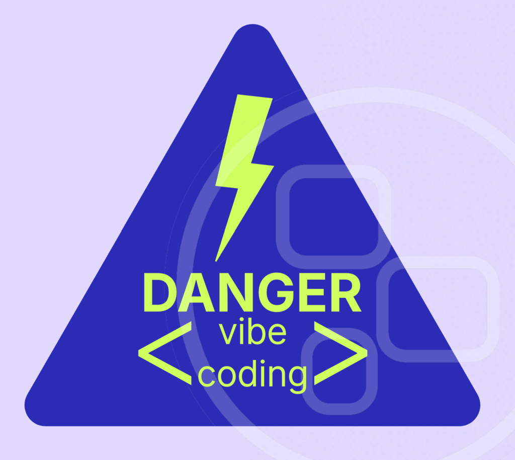 Lightning bolt warning alert illustrating vibe coding's speed is a danger for data tracking