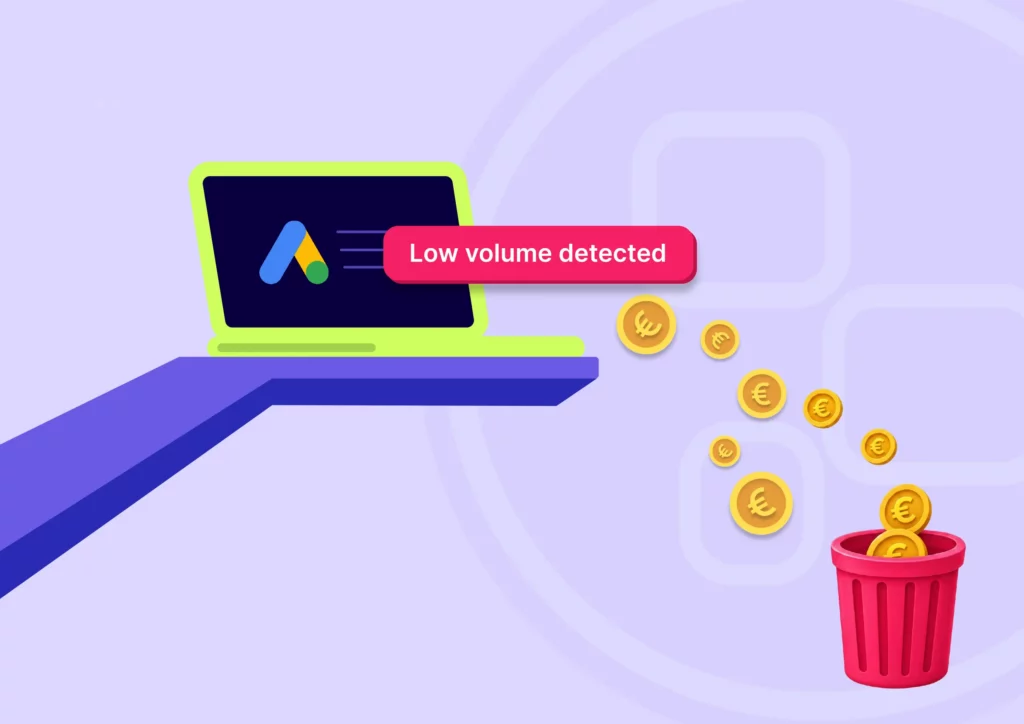 Illustration depicting the impact of broken conversion tags on Google Ads Performance Max (PMax) campaigns, leading to wasted budget and lost revenue.