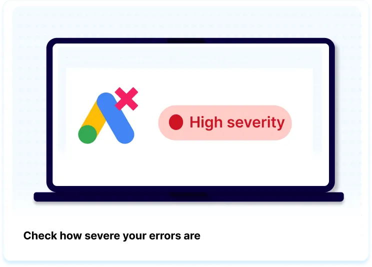 The image is a simple illustration serving as an example of how the error severity feature works. There is text saying: "Check how severe your errors are".